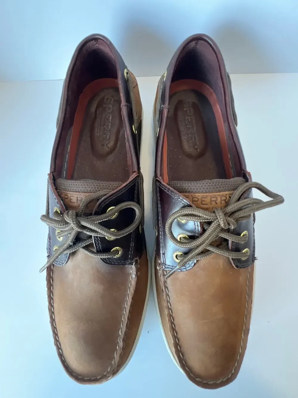 Sperry Men Size 13 Gold Cup Authentic Original Brown Leather Two Tone Boat Shoes